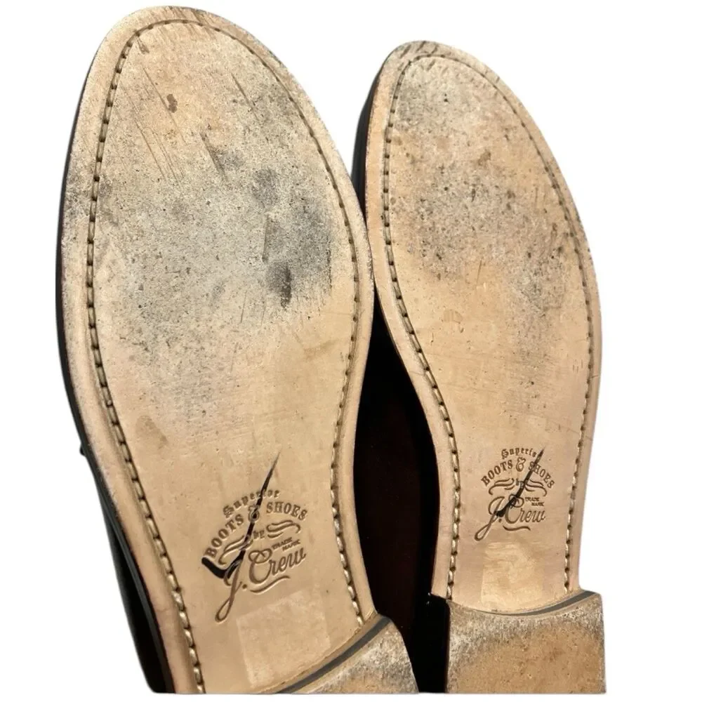 J Crew Camden Loafers Mens 10 Brown Leather Sole Penny Preppy BJ009